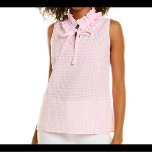 Duffield Lane Zoe Pink Ruffled Sleeveless Top Large